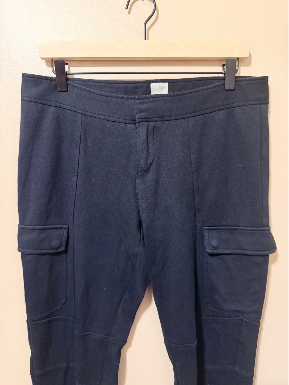 Ecru Black Cargo Jogger Pants Women’s Size S Utility Ankle Zip Stretch - Picture 2 of 6